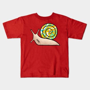 Psychedelic Snail Yellow and Blue Shell Kids T-Shirt